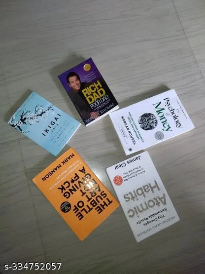 BOOK HUB--5 Books Set Combo Set Atomic + Psychology + Rich dad + Ikigai + Subtal art {English Paperback} Bestseller